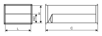 схема габаритных размеров шумоглушителя прямоугольного ГТПи